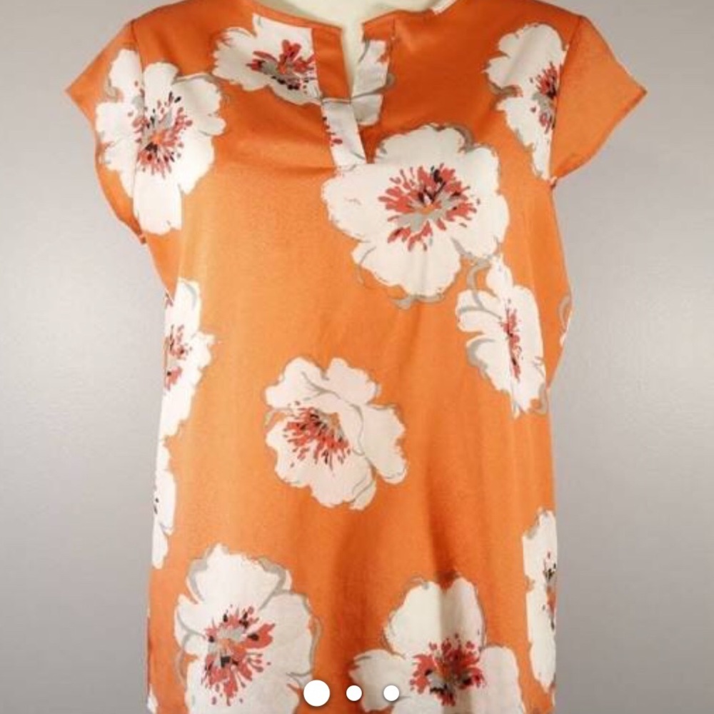Ivan last Trump Coral and White Floral Blouse
